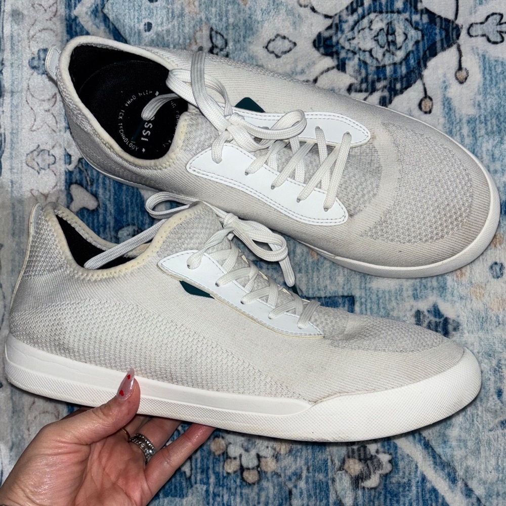 Vessi Men's White and Cream Knit Sneakers